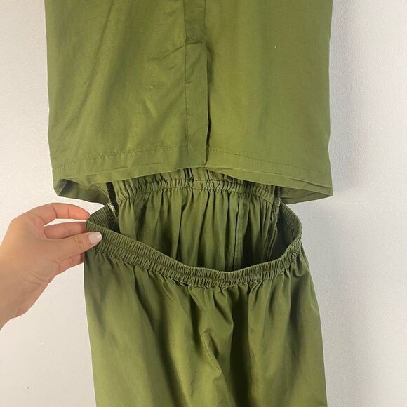 VINCE Cedar Green Rope Belted Cutout Back Utility Midi Dress - Picture 9 of 16